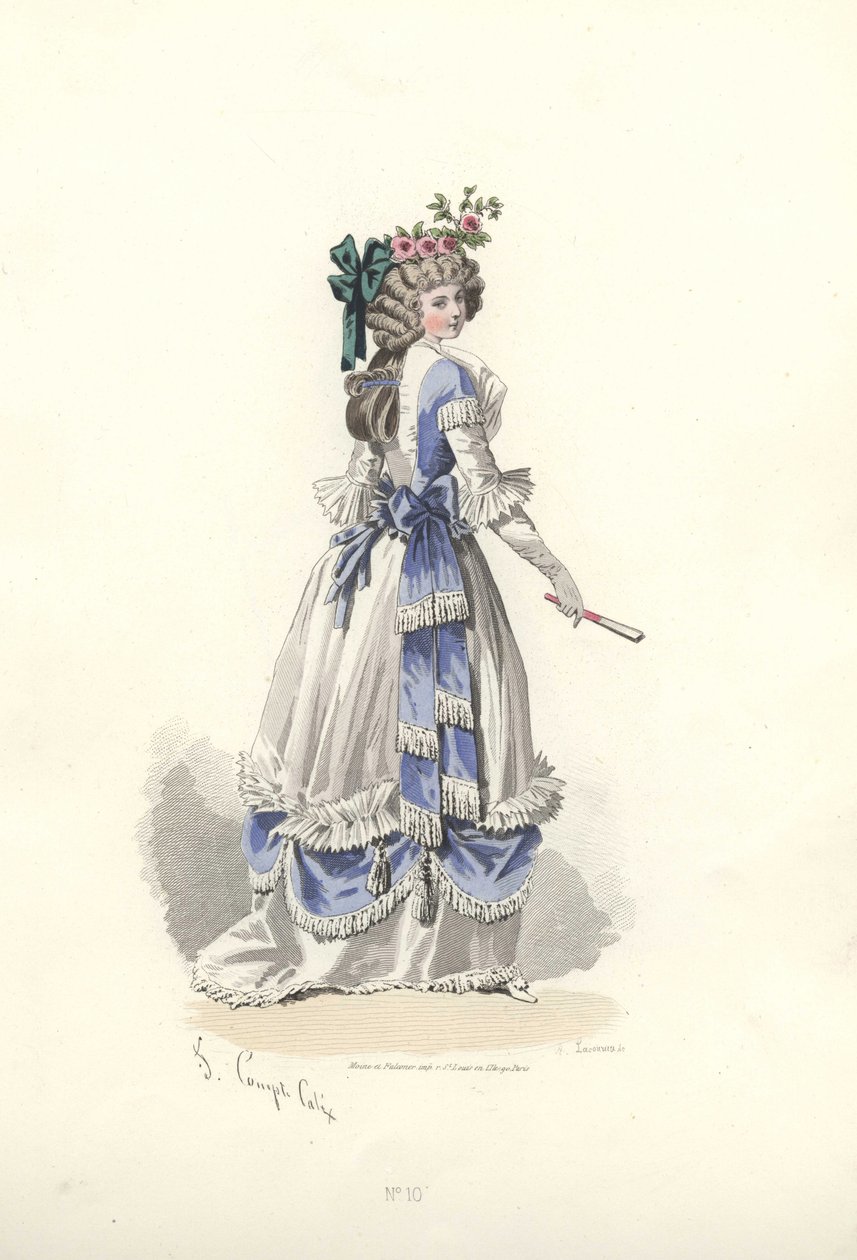 Femme en robe avec volants en ruban, époque de Marie-Antoinette - Francois Claudius Compte Calix