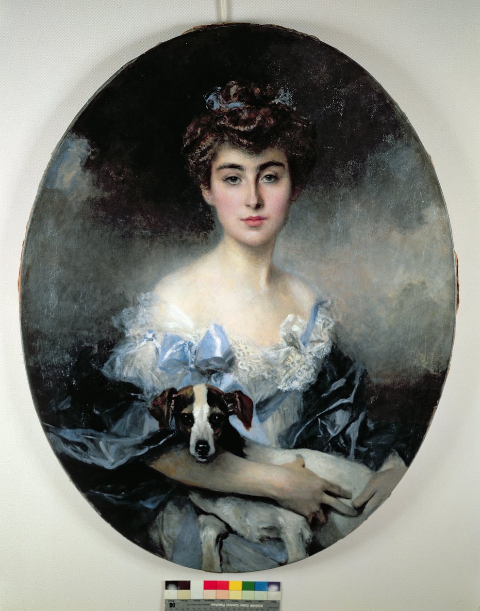 Jeune femme avec un chien - Francois Flameng