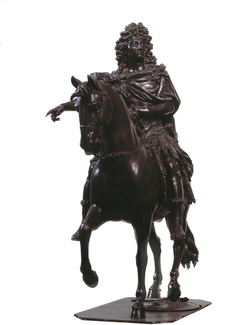 Portrait équestre du roi de France Louis XIV (sculpture en bronze) - Francois Girardon