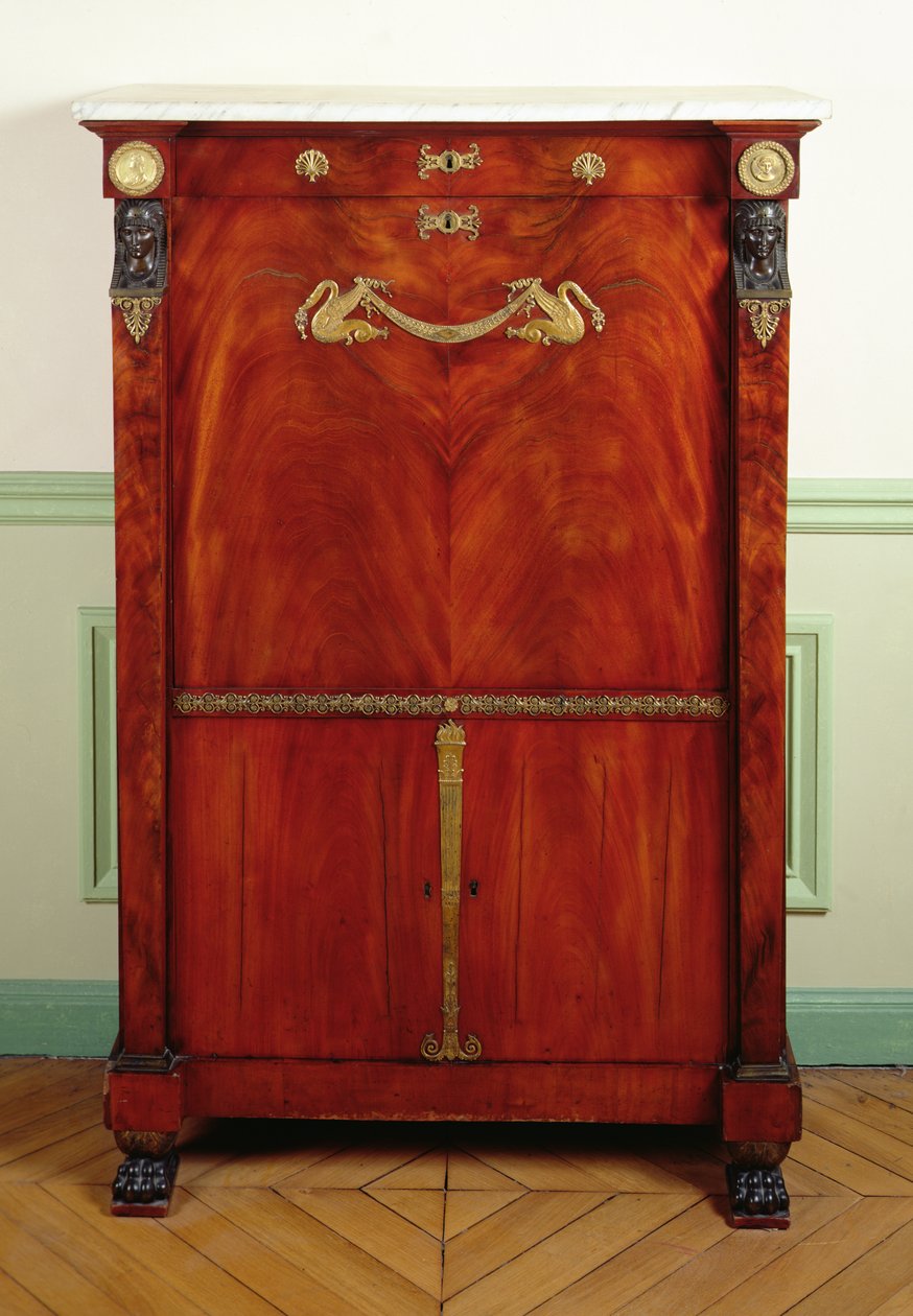 Bureau à écrire avec couvercle (or, acajou, marbre et bronze) - Francois H. G. attr. to Jacob Desmalter