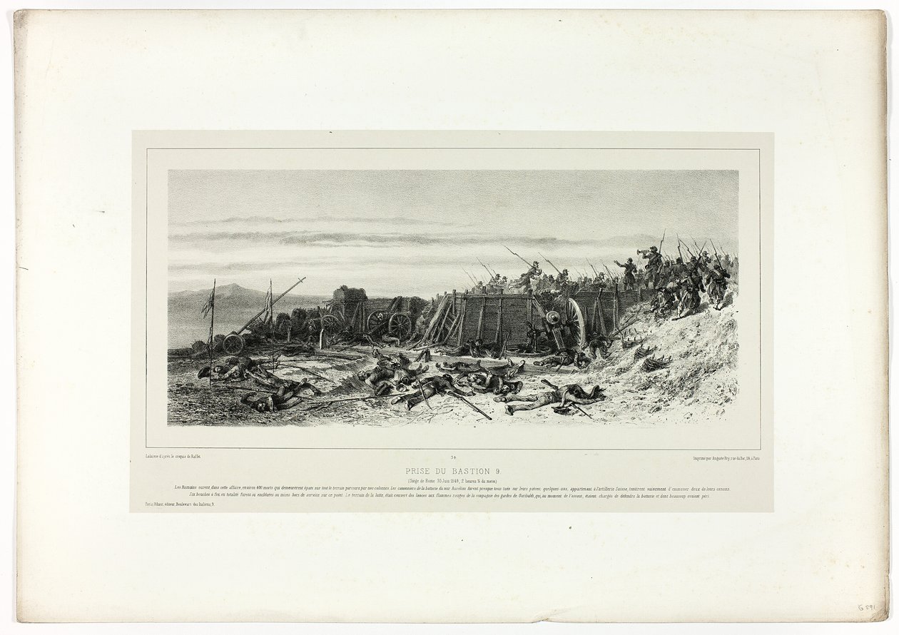 Capture of Bastion no. 9, from Souvenirs d’Italie: Expédition de Rome - Francois Hippolyte Lalaisse