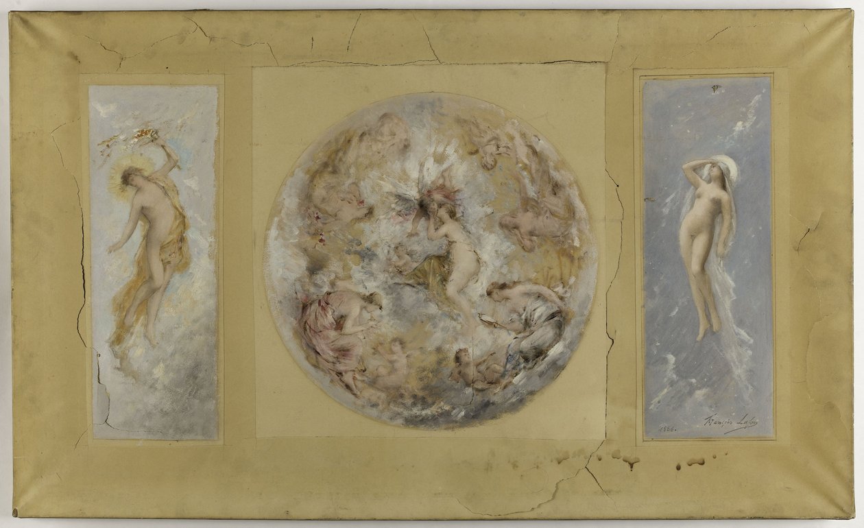 Esquisse pour la mairie de Pantin : Amour et Psyché - Le jour et la nuit, en 1886 - Francois Lafon