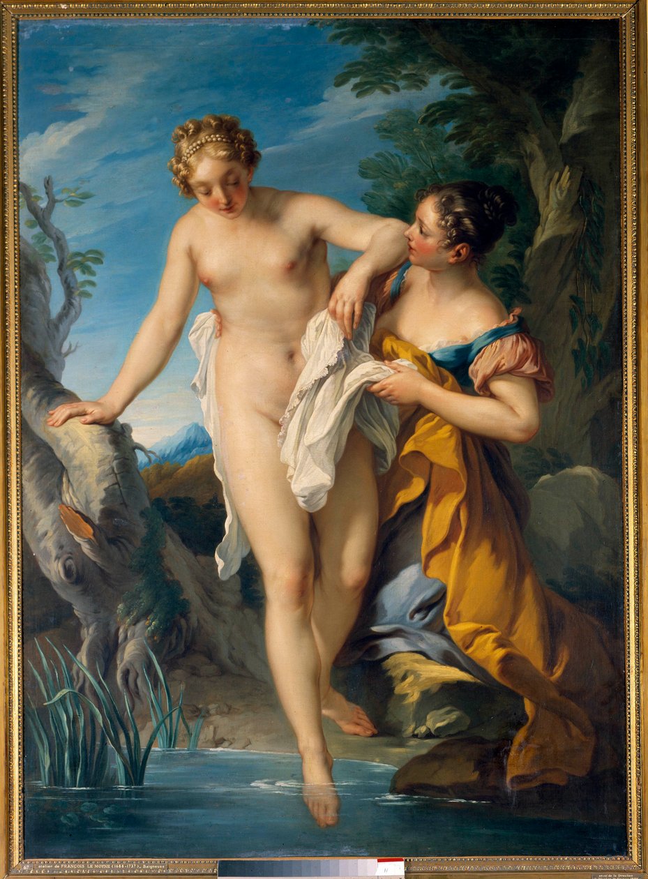 Une baigneuse et sa suivante Peinture de François Le Moyne (1688-1737). 18ème siècle. Dim. 1,63 x 1,17 m Tours, Musée des Beaux-Arts - François Lemoyne