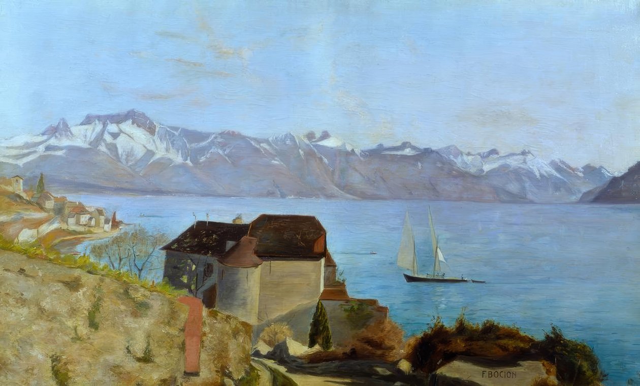 Le château de Glérolles et le lac Léman - Francois Louis David Bocion