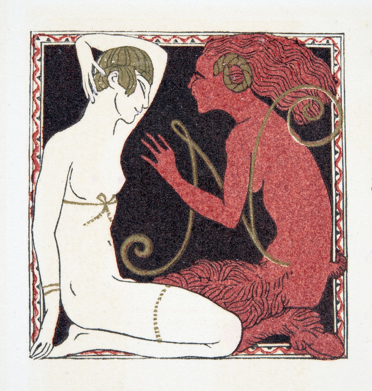 Lettre N, des Personnages de Comédie, pub. 1922 - Francois Louis Schmied