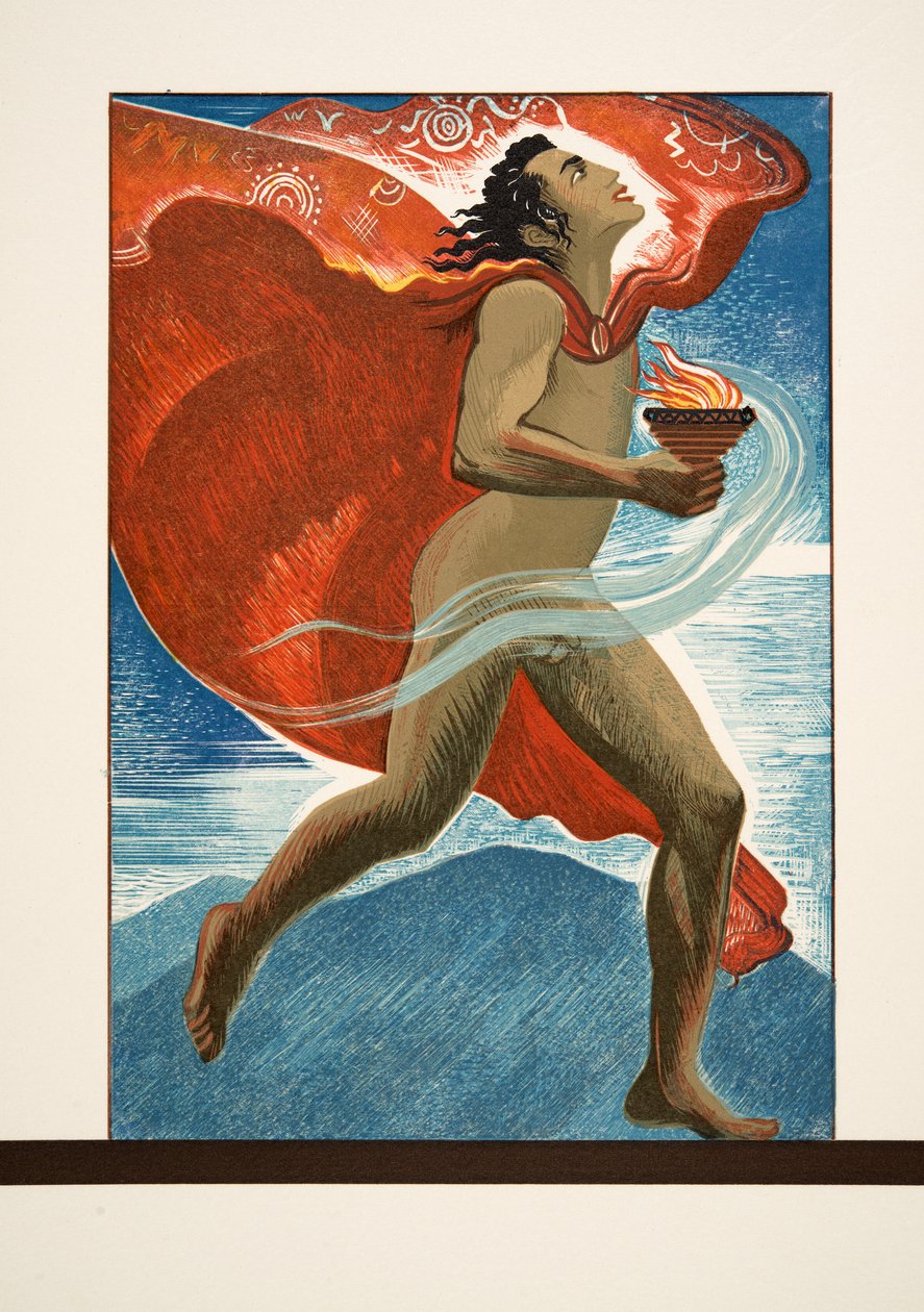 Prométhée courant avec le feu, de Prométhée Enchaîné par Eschyle, pub. 1941 - Francois Louis Schmied