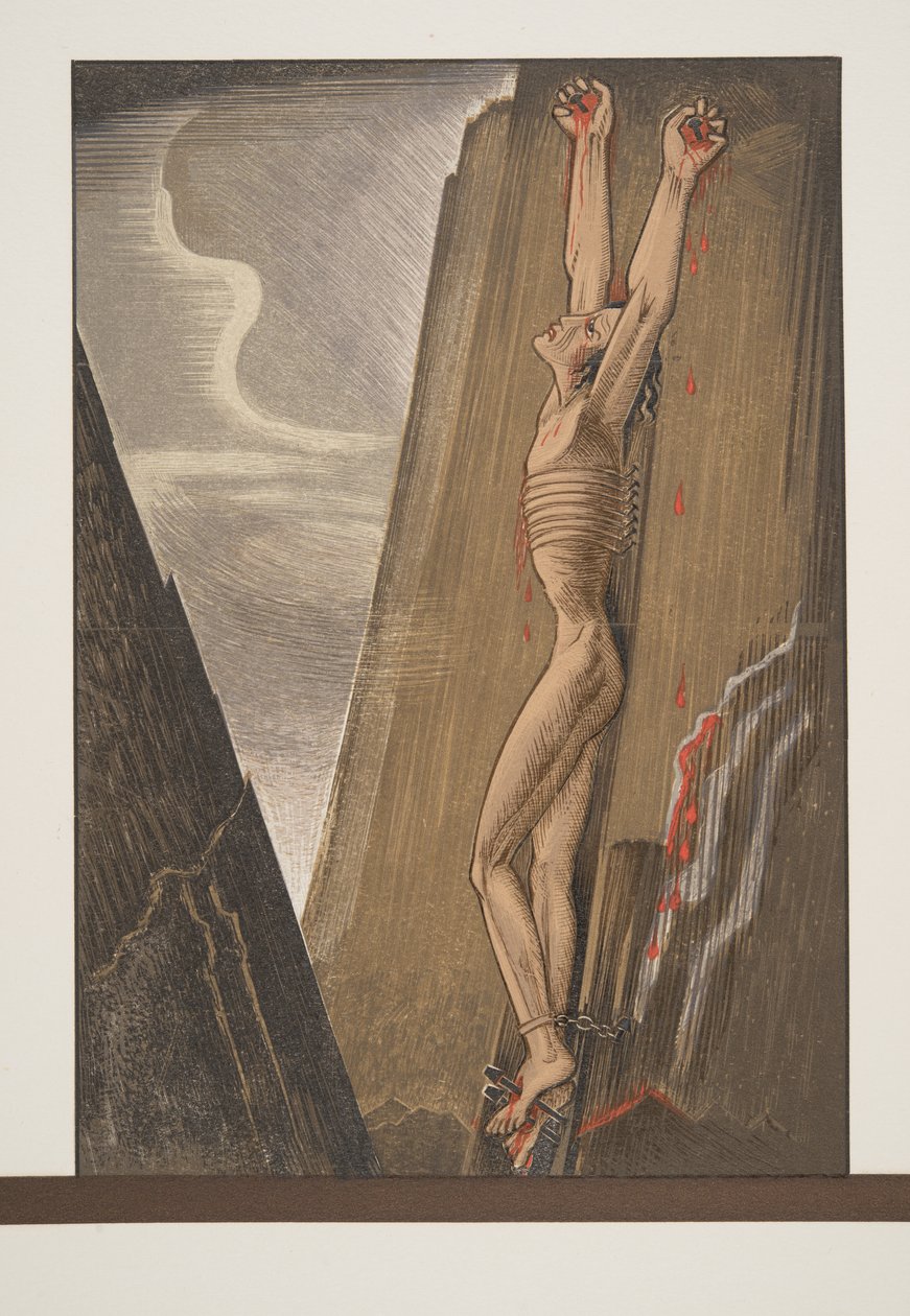 Prométhée cloué au rocher, de Prométhée Enchaîné par Eschyle, pub. 1941 - Francois-Louis Schmied