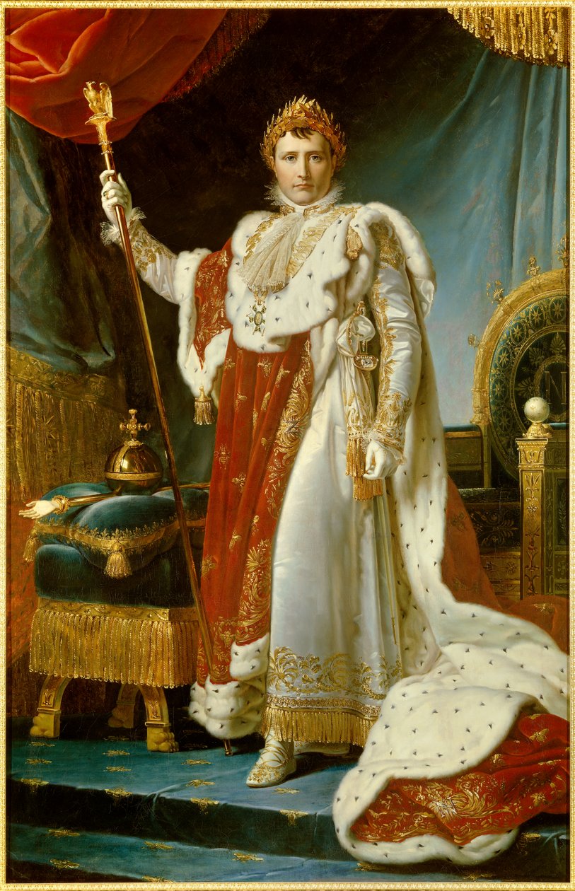 Portrait en pied de Napoléon Ier en costume sacré (1769-1821) Empereur des Français. Peinture par François Gérard (1770-1837). 1805. Versailles, musée du Château - Baron François Pascal Simon Gérard