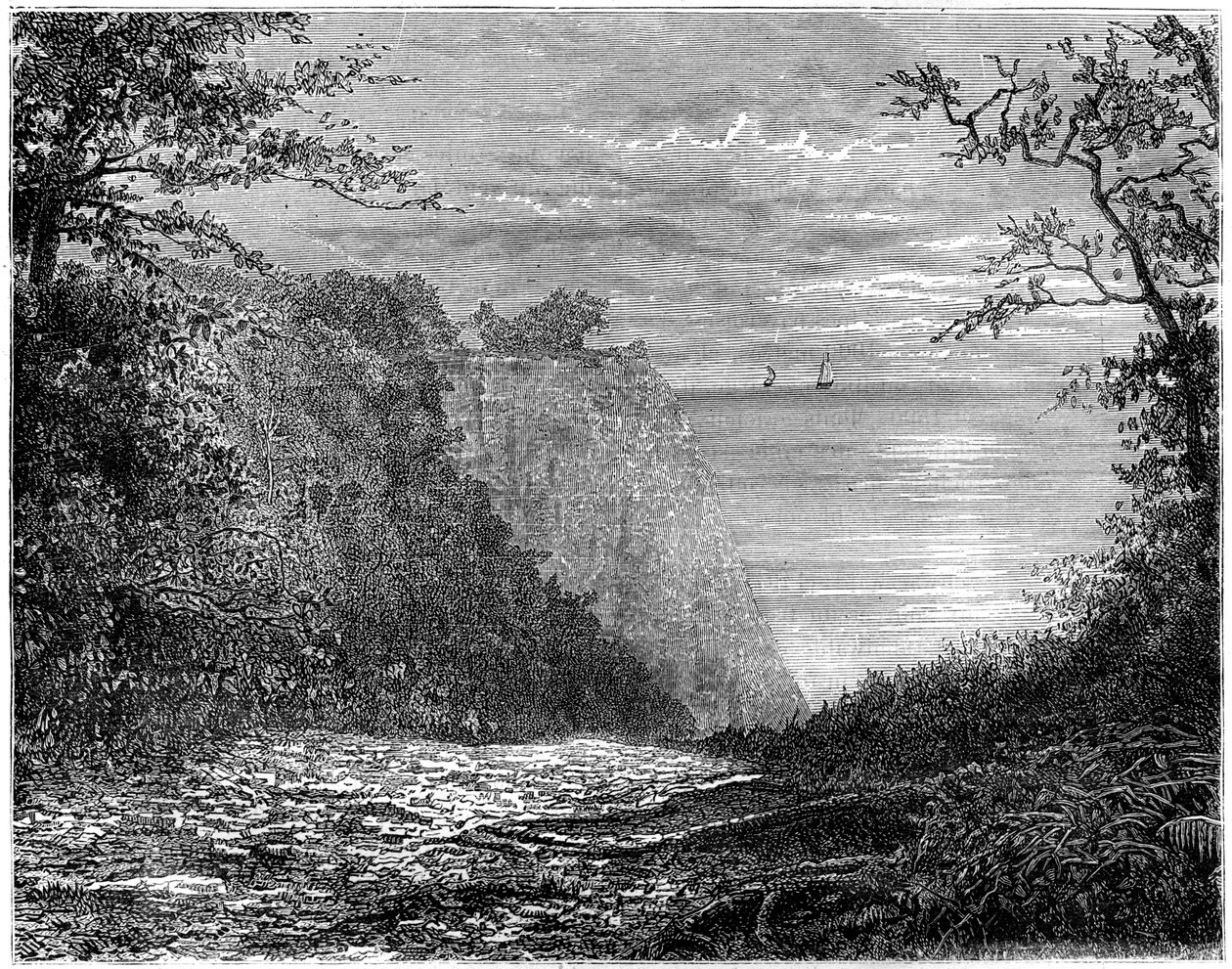 Les falaises de craie au Königsstuhl, Rügen, Allemagne, 19e siècle - Francois Stroobant