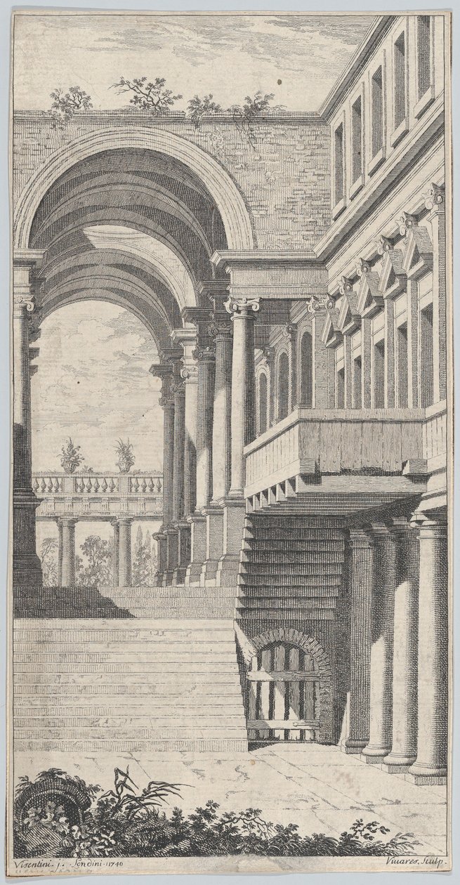 Vue architecturale avec une arche, 1740 - Francois Vivares