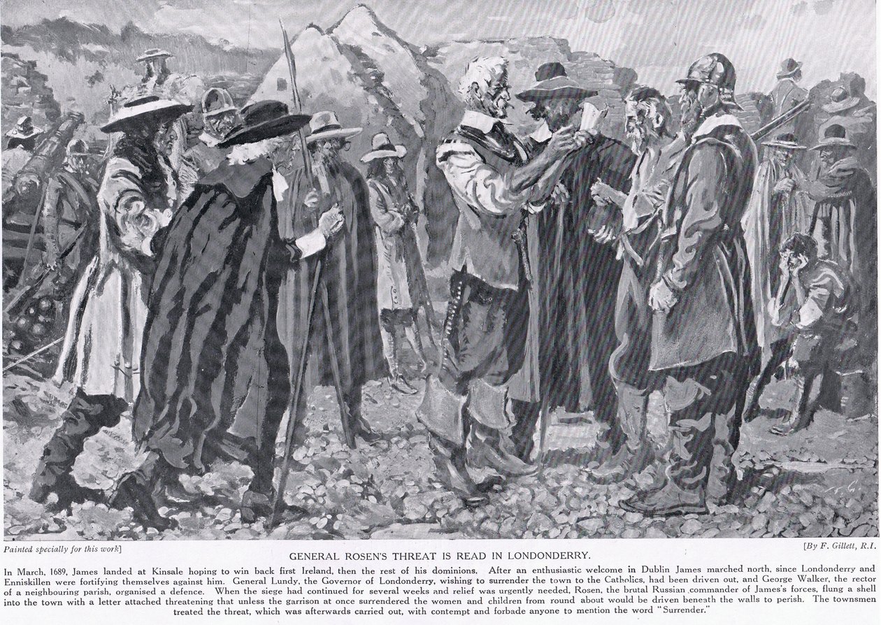 La menace du général Rosen est lue à Londonderry, vers 1910 - Frank Gillett
