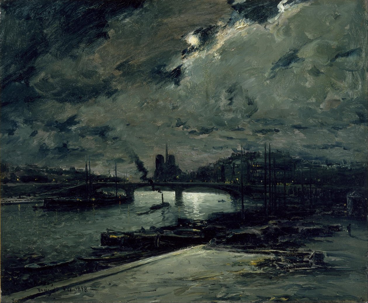 Quai à la Seine, Paris, au clair de lune - Frank Myers Boggs