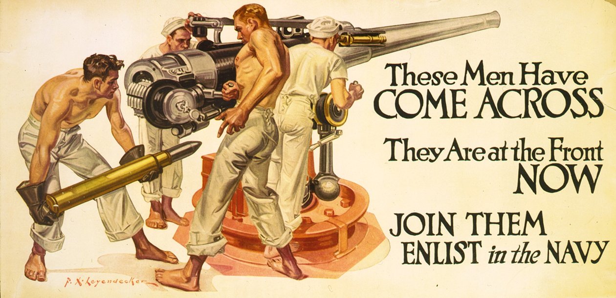 Ces hommes sont venus, ils sont maintenant au front. Rejoignez-les - engagez-vous dans la marine, vers 1918 - Frank Xavier Leyendecker