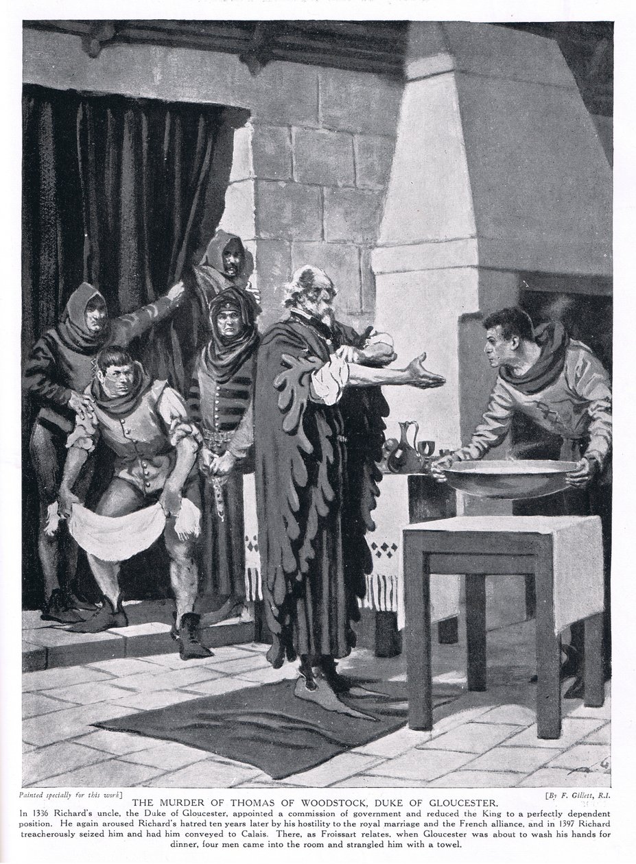 Le meurtre de Thomas Woodstock, duc de Gloucester AD1336, années 1920 - Frank Gillett