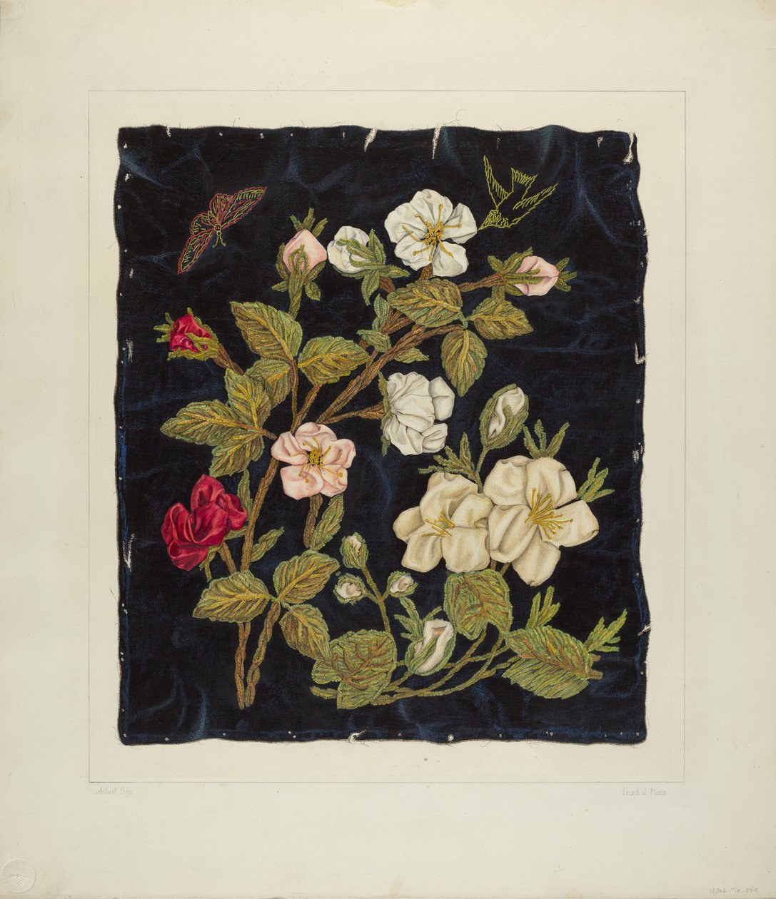 Fleurs faites à la main sur fond noir, 1935-1942 - Frank J Mace