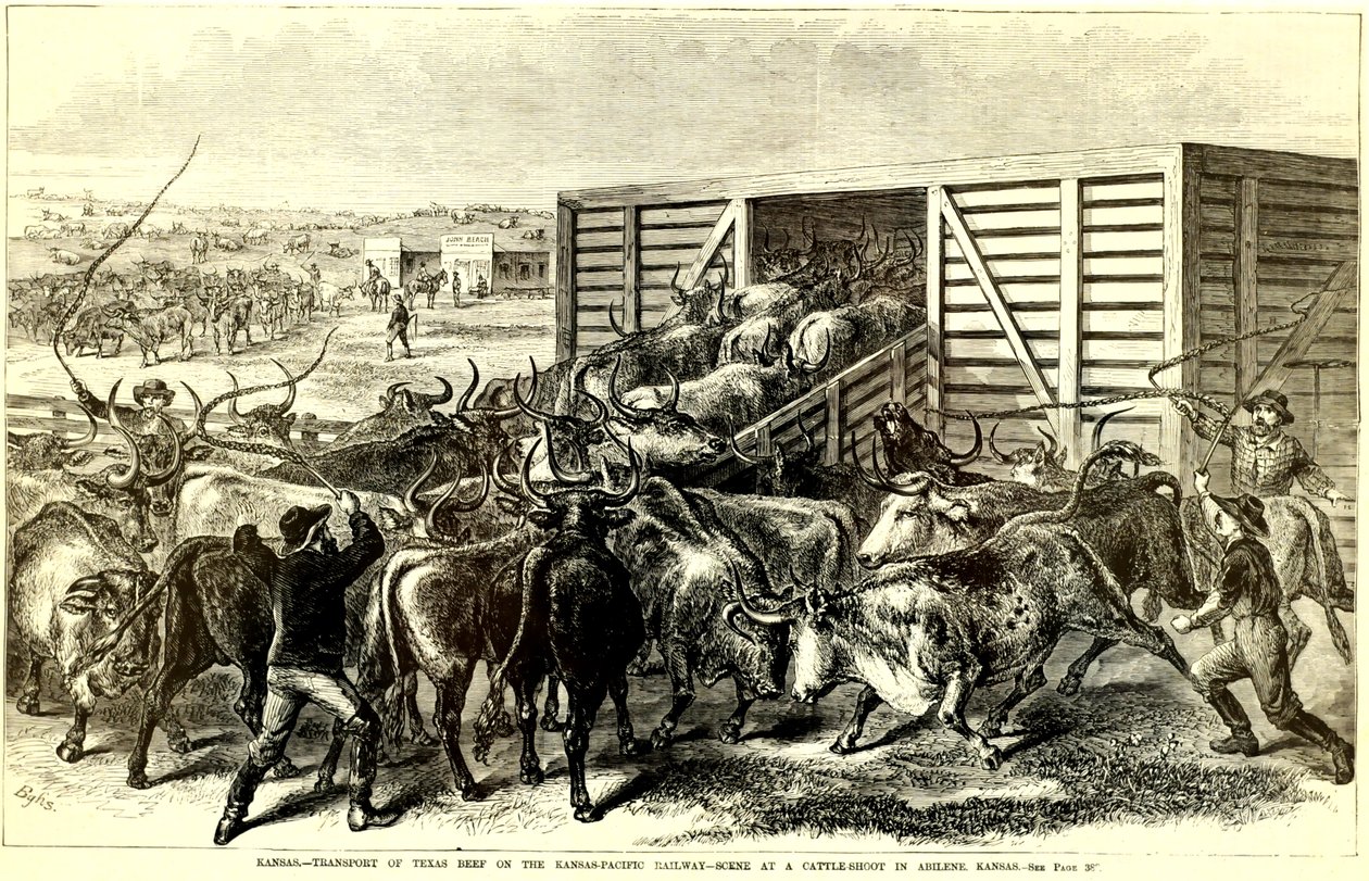 Chute de bétail à Abilene, Kansas, vers 1871 - Frank Leslie