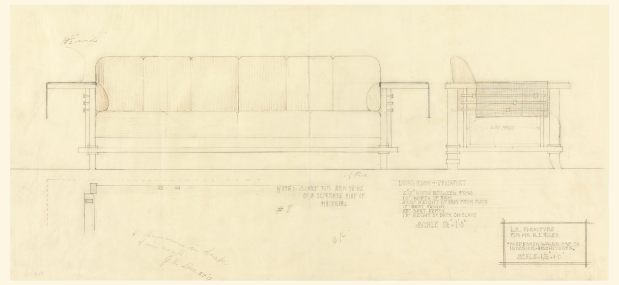 Salon Davenport, Résidence Henry J. Allen, Wichita, Kansas - Frank Lloyd Wright