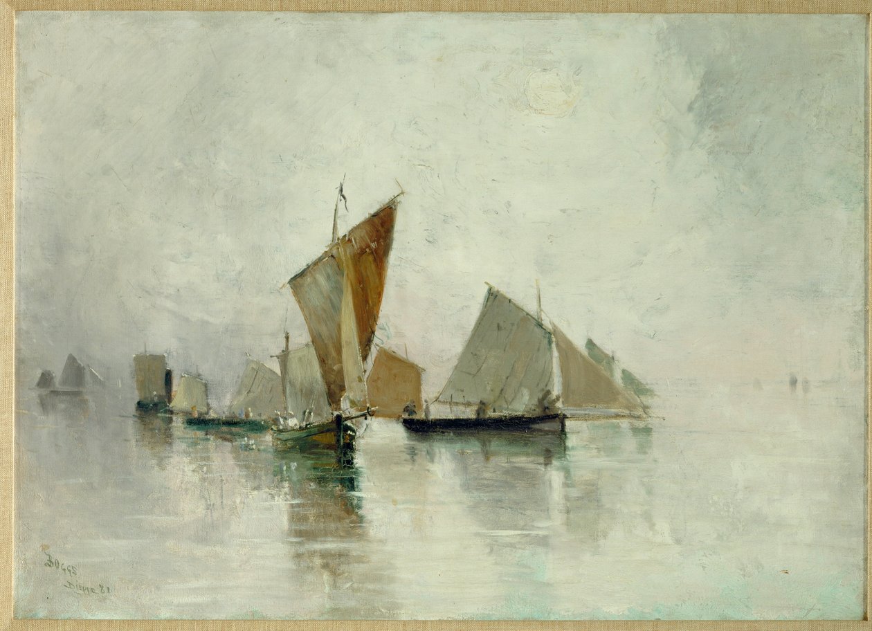 Dieppe, brume matinale (huile sur toile) - Frank Myers Boggs