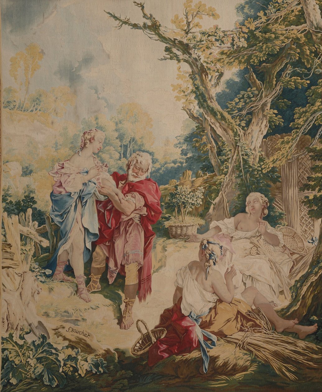 Tapisserie montrant Psyché et le fabricant de paniers - François Boucher