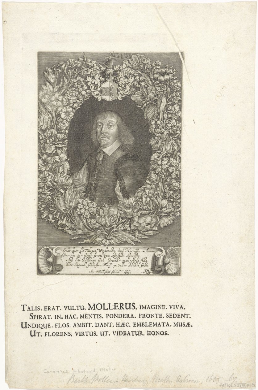Gravure du portrait de Barthold Moller, avocat et maire de Hambourg (1643-1667) - François Stuerhelt