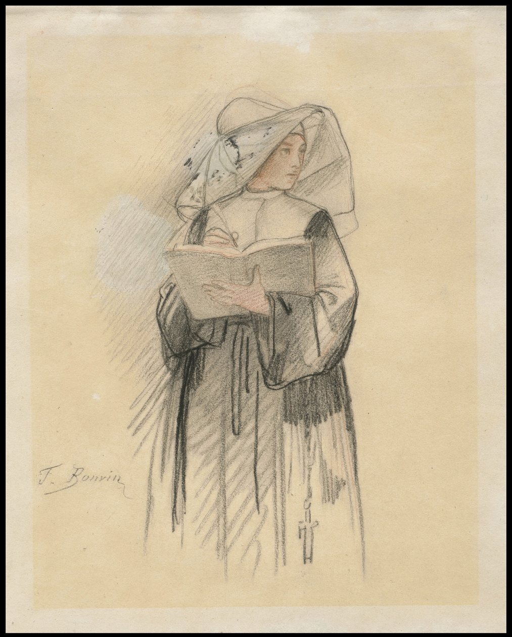 Une nonne tenant un livre et une plume, 1827-87 - François Bonvin
