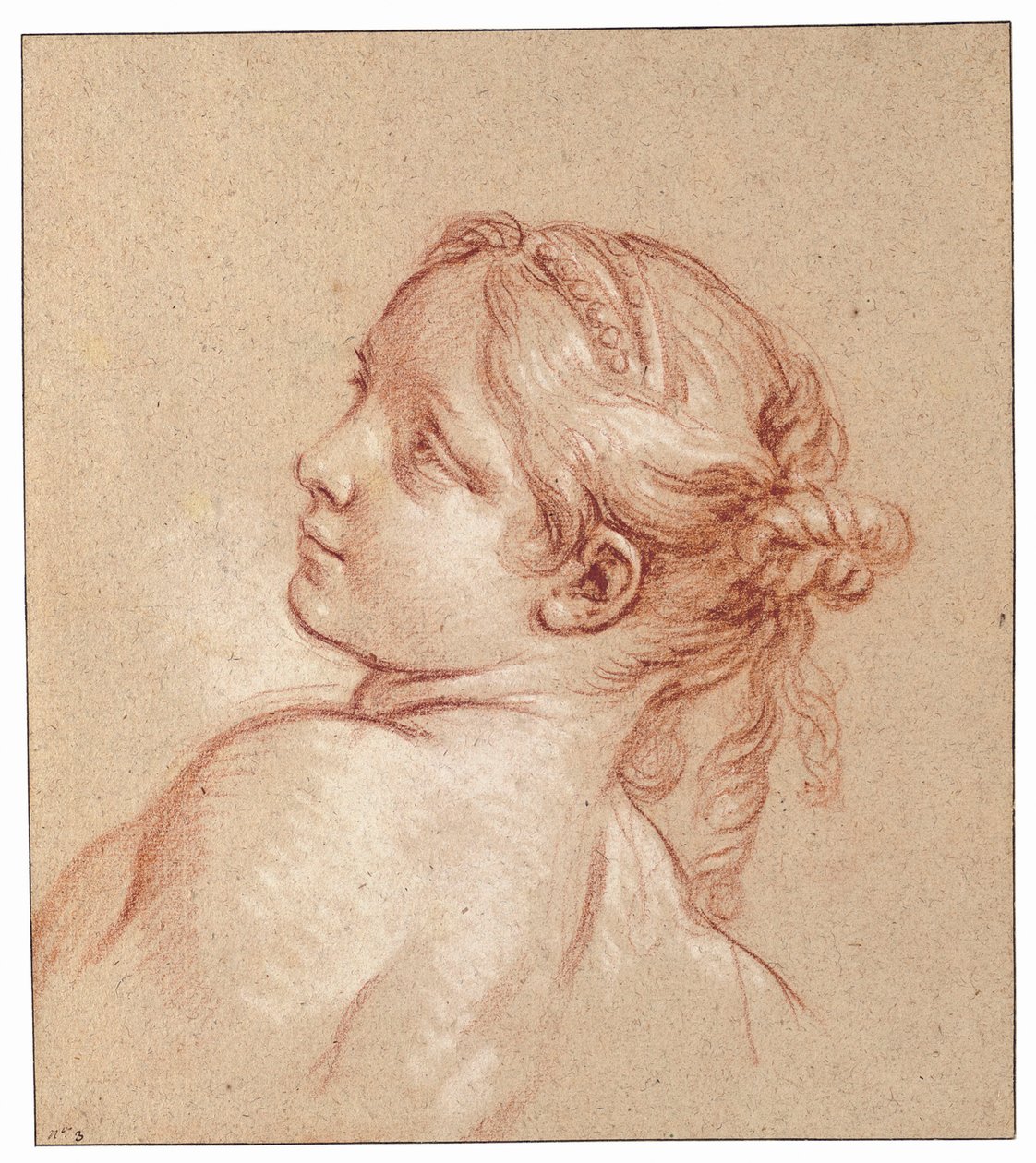 Une fille, buste, la tête inclinée vers la gauche - François Boucher