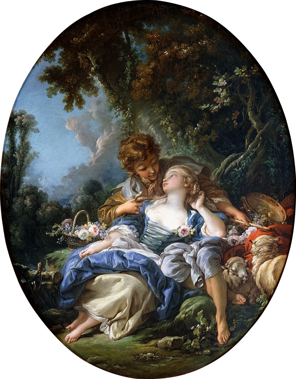 Un berger et une bergère en flirt dans un paysage boisé, 1761 - François Boucher