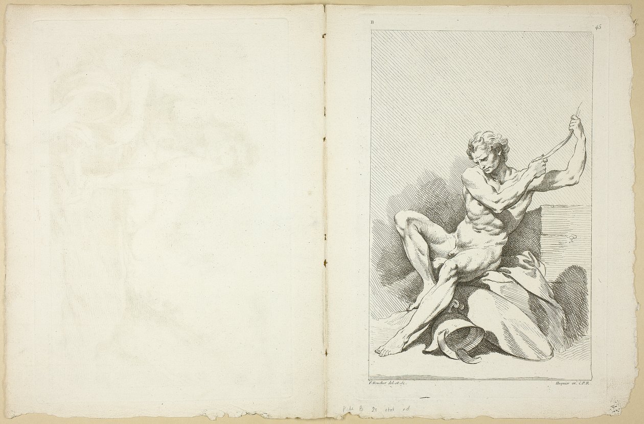 Nu académique (recto et verso), du Seconde Livre de Figures d’Académies gravées en Partie par les Professeurs de l’Académie Royale - François Boucher