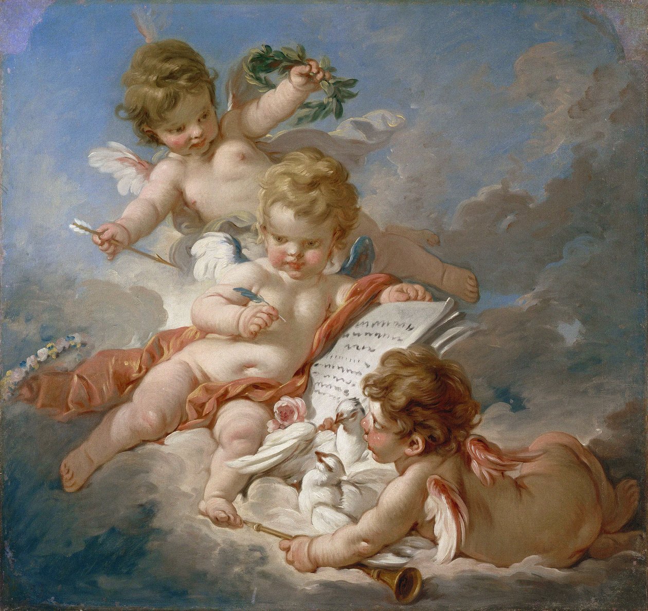 Boucher - Cupidons. Allégorie de la poésie, 1760sFXD - François Boucher