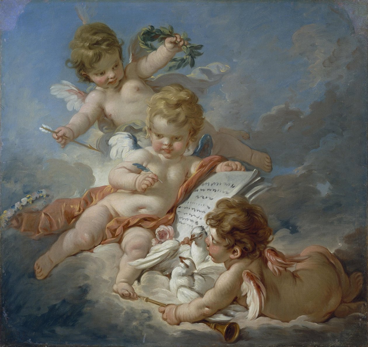 Boucher - Cupidons. Allégorie de la poésie, années 1760 - François Boucher