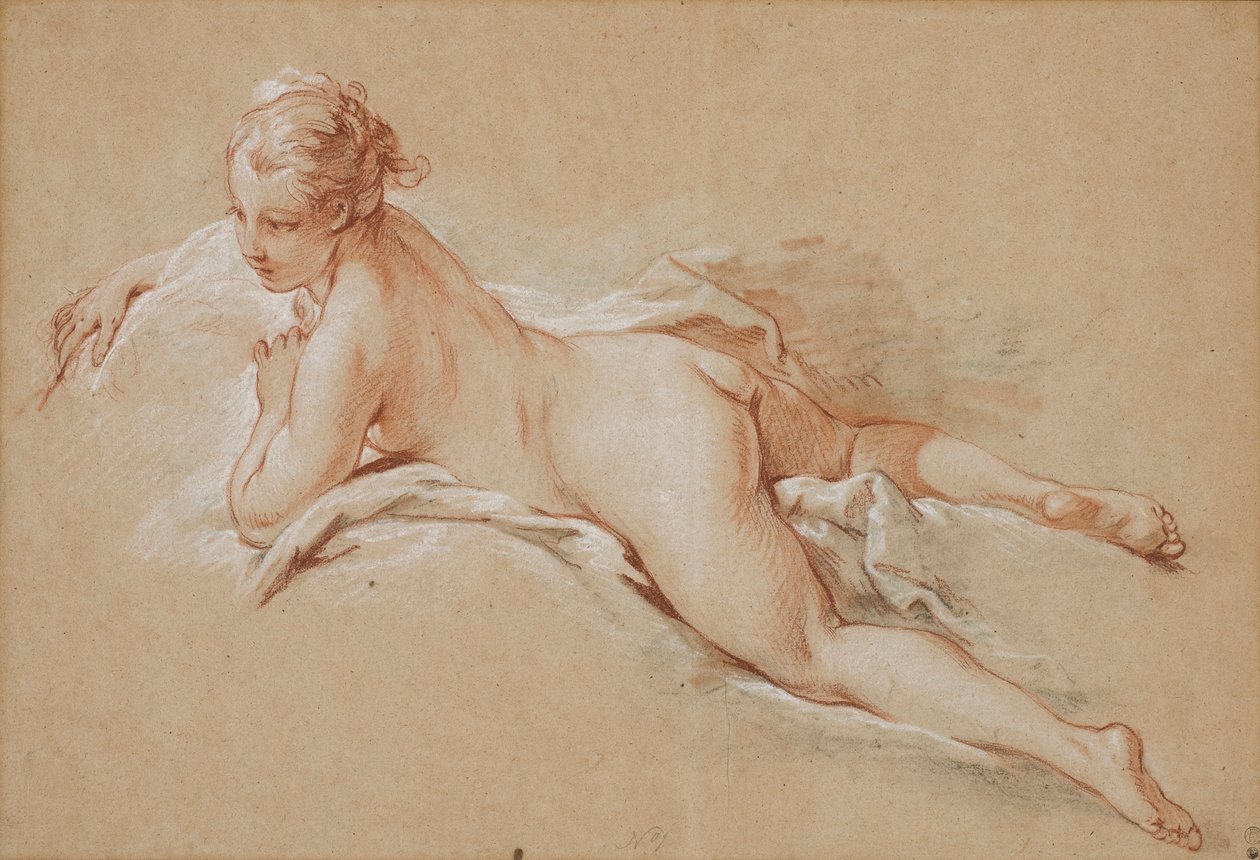 French: Femme allongée sur le ventre - François Boucher
