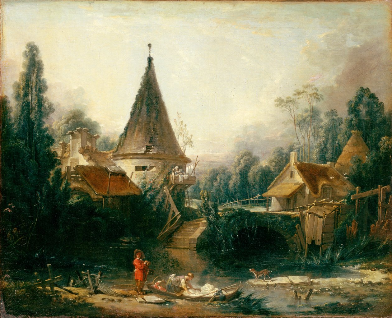 French: Paysage près de Beauvais Landscape near Beauvais - François Boucher