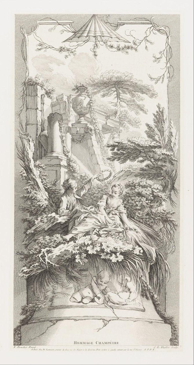 Hommage Champètre (Pastorale) in Nouveaux Morceaux pour des Paravents [New Concepts for Screens] - François Boucher
