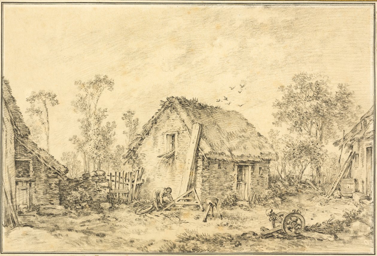 Paysage avec cottage rustique - François Boucher