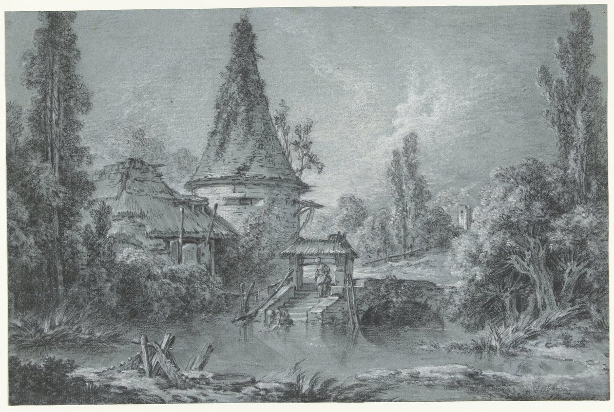 Paysage avec une tour, près de Beauvais - François Boucher