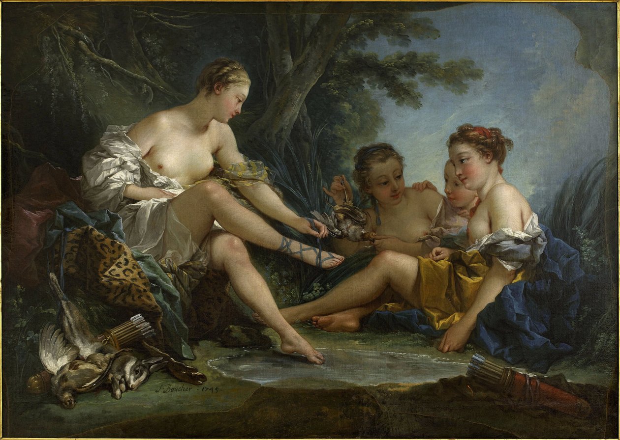 Le Repos des nymphes au retour de la chasse, aussi connu sous le nom de Le Retour de chasse de Diane - François Boucher