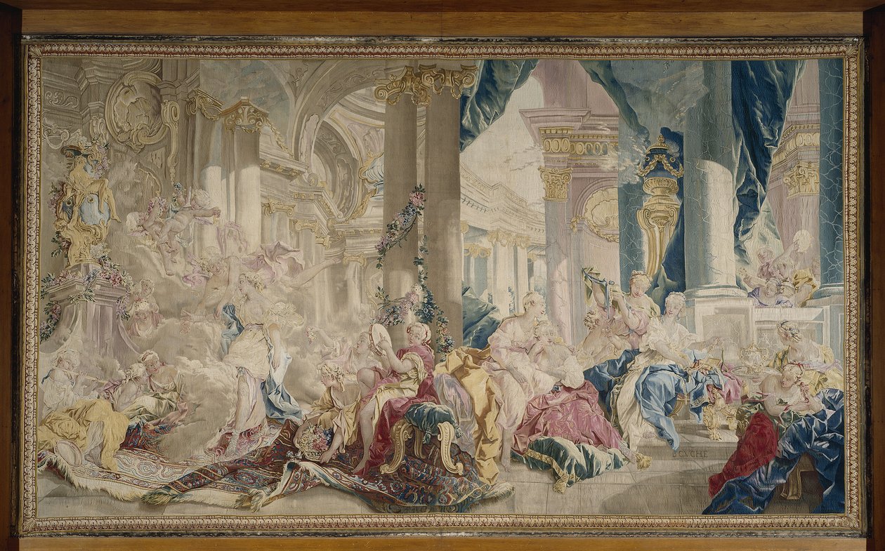 Manufacture de Beauvais - Psyché conduite par Zéphyr dans le palais de l
