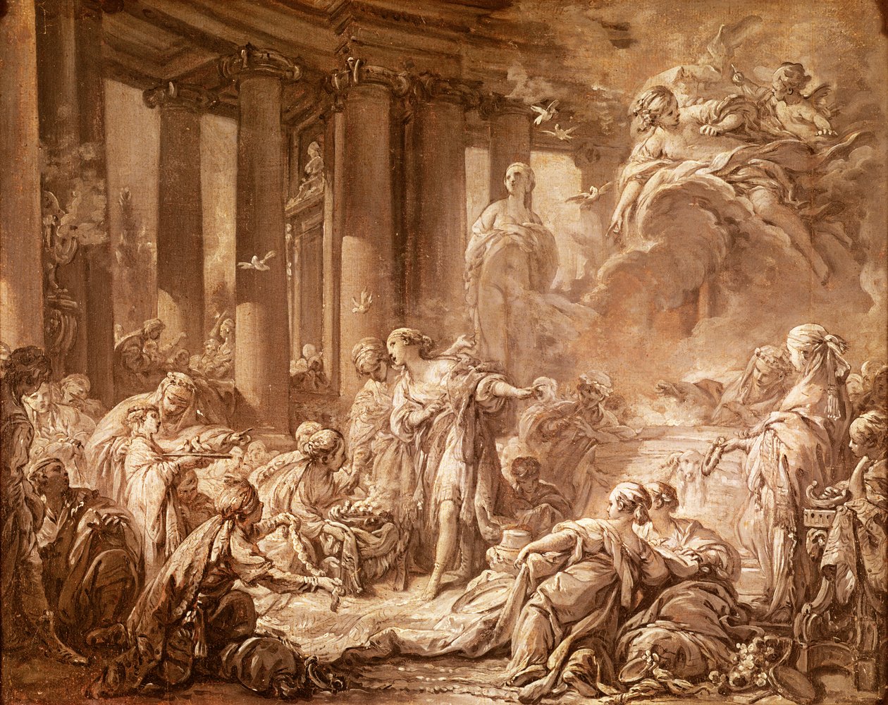 Psyché recevant les honneurs divins (étude préparatoire), vers 1740 - François Boucher