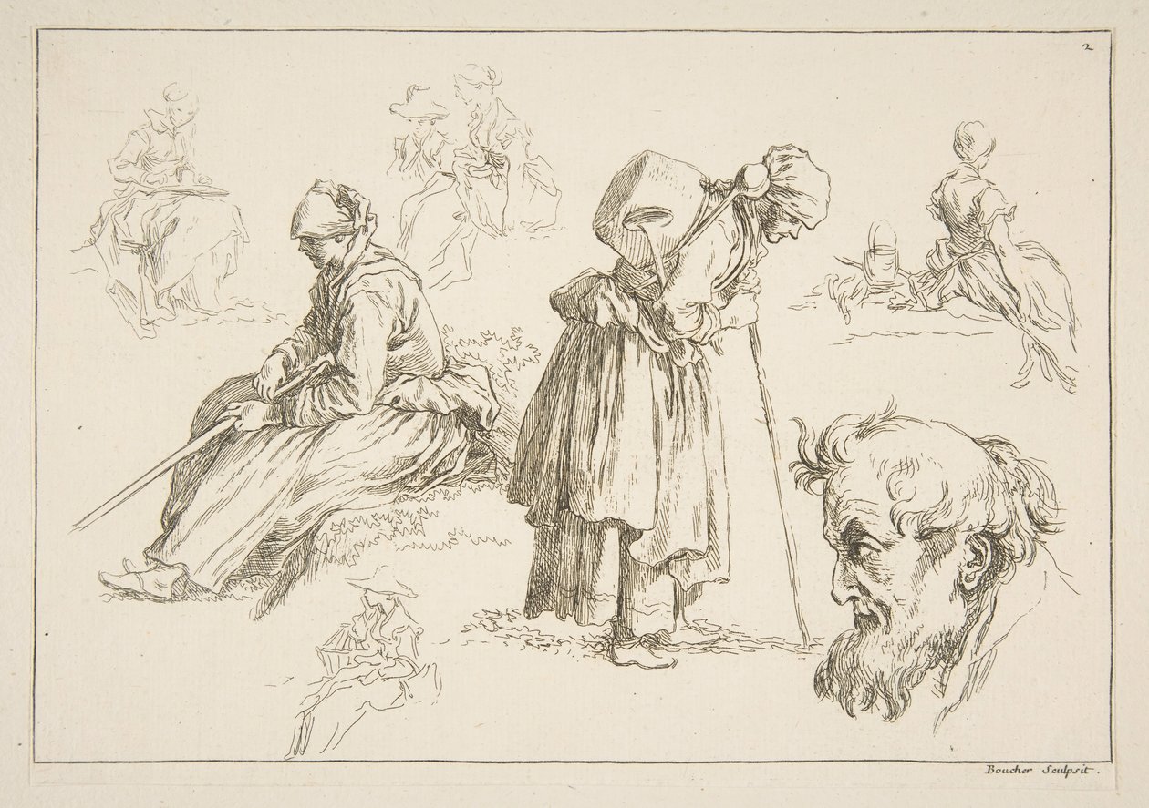 Feuille de croquis, 1753 - François Boucher