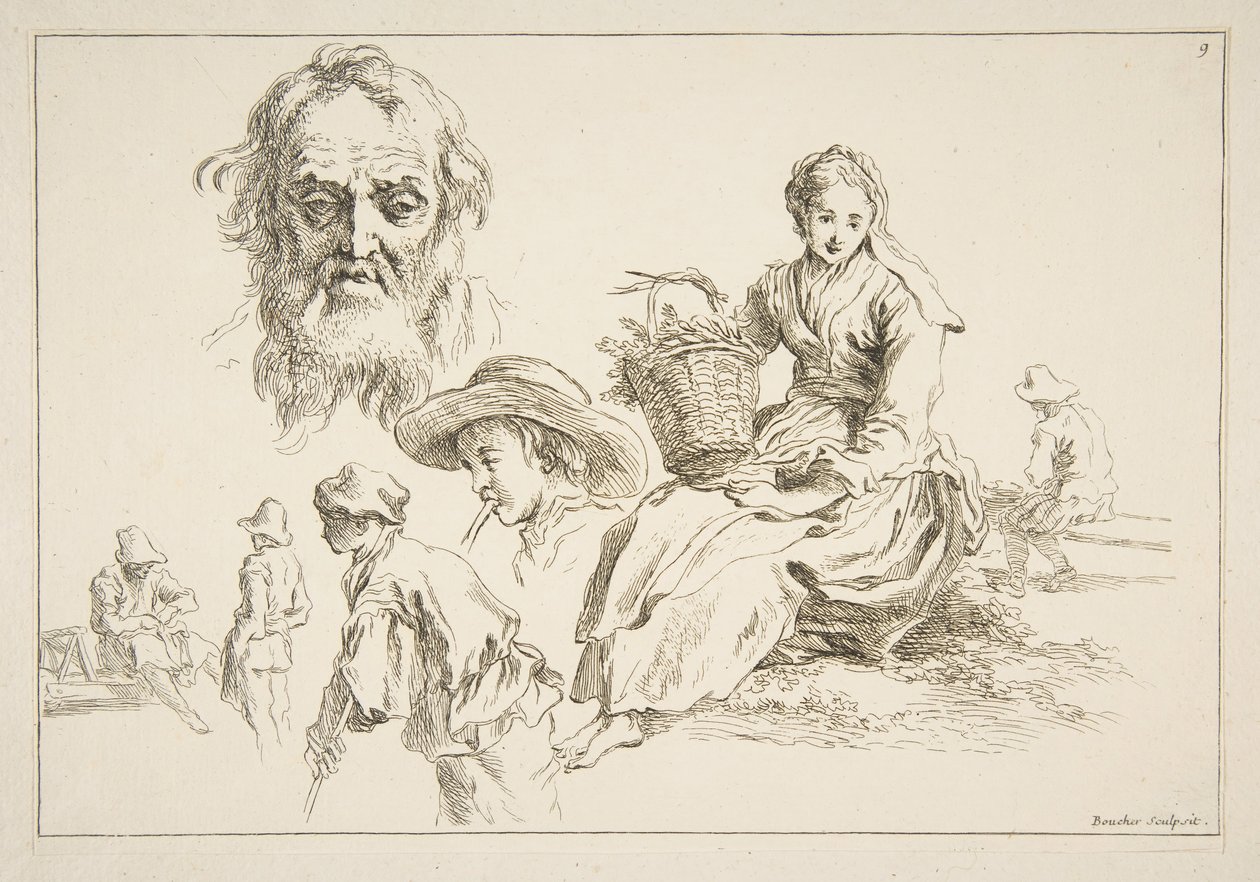 Feuille de croquis, vers 1735 - François Boucher