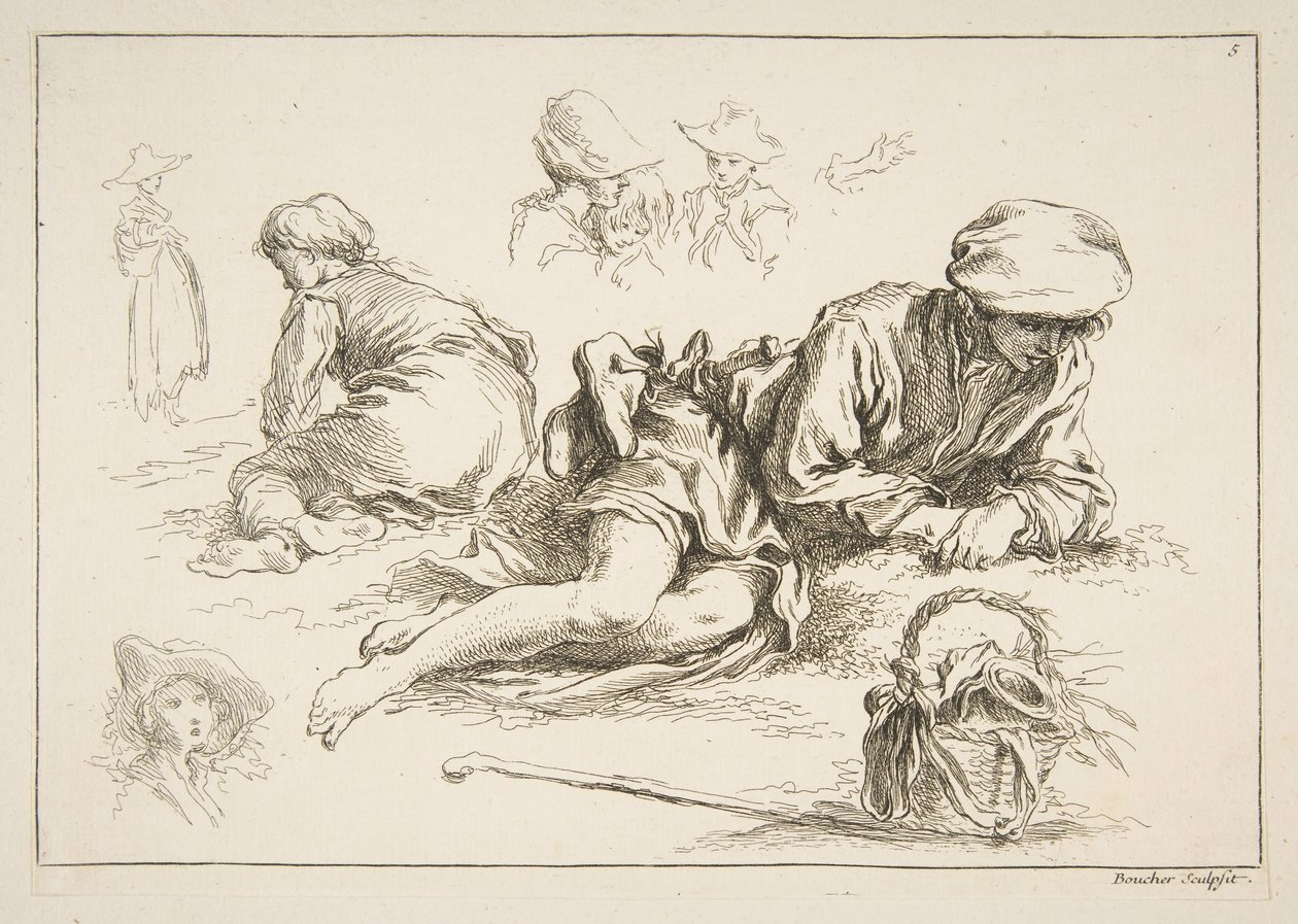 Feuille de croquis, vers 1735 - François Boucher