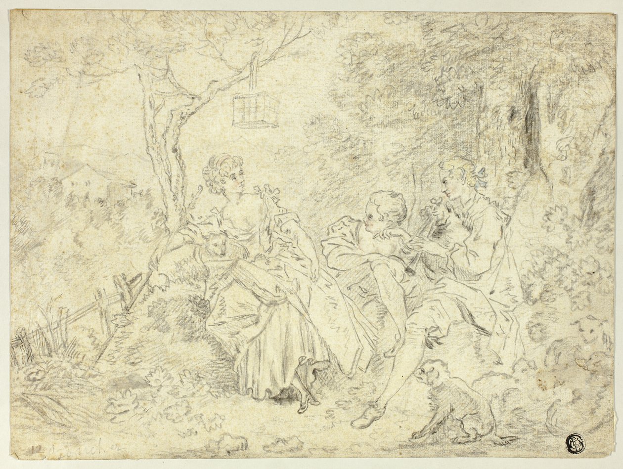 Bergères et jeune homme jouant de la cornemuse - François Boucher
