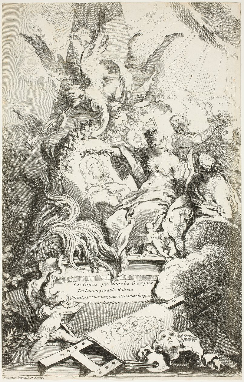 Les grâces sur le tombeau de Watteau - François Boucher
