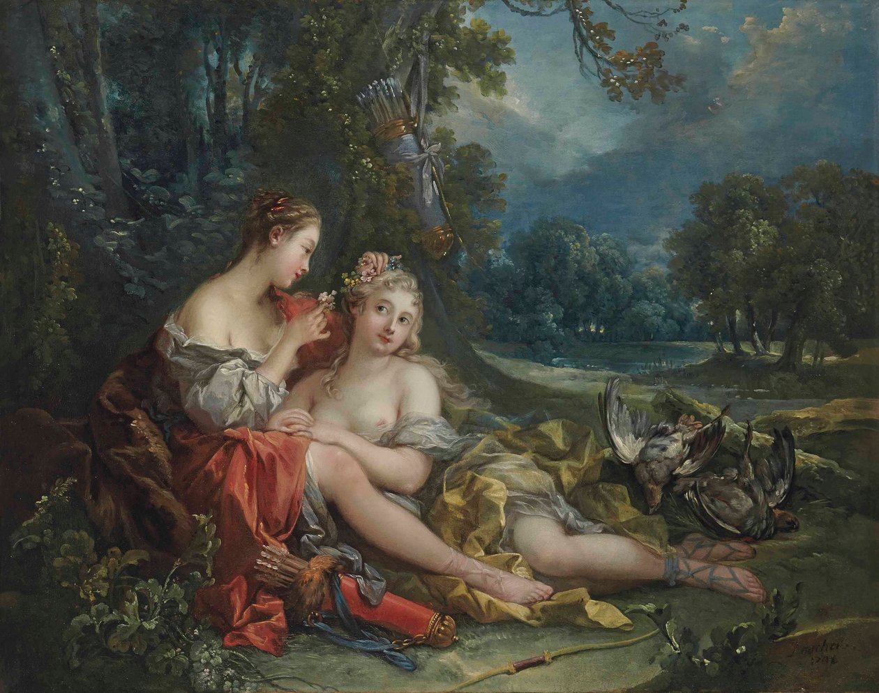 Deux nymphes de Diane se reposant après leur retour de la chasse - François Boucher