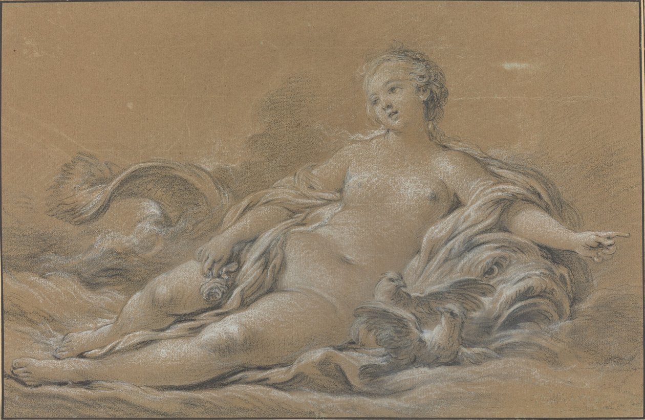 Vénus allongée sur un dauphin - François Boucher