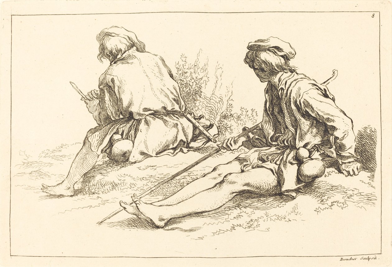 Bergers assis - François Boucher after Abraham Bloemaert