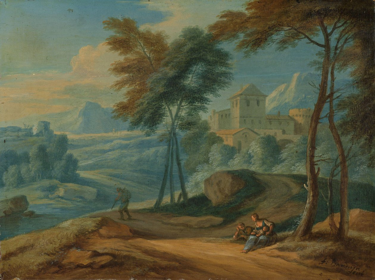 Paysage italianisant boisé avec figures - François Boudewyns
