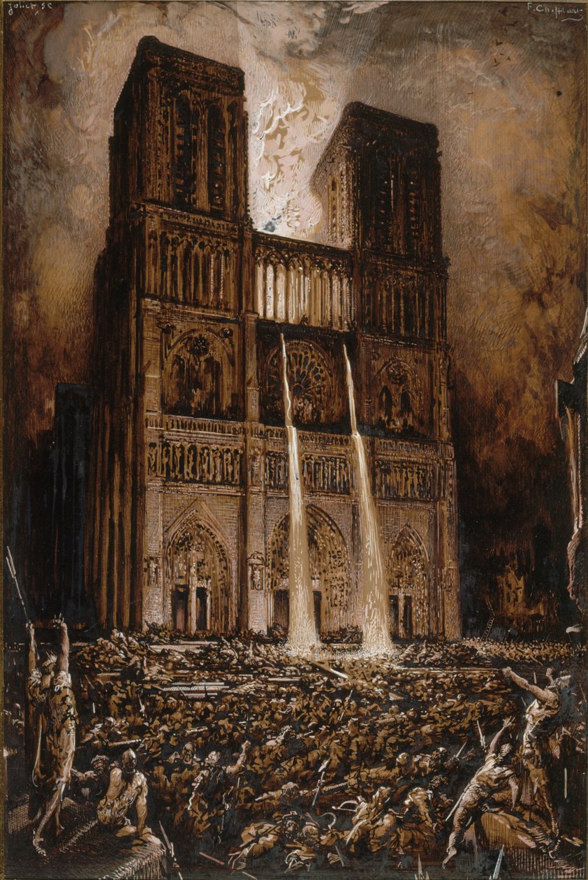 Attaque sur Notre-Dame. Le Bossu de Notre-Dame par Victor Hugo, vers 1877 - François Chifflart