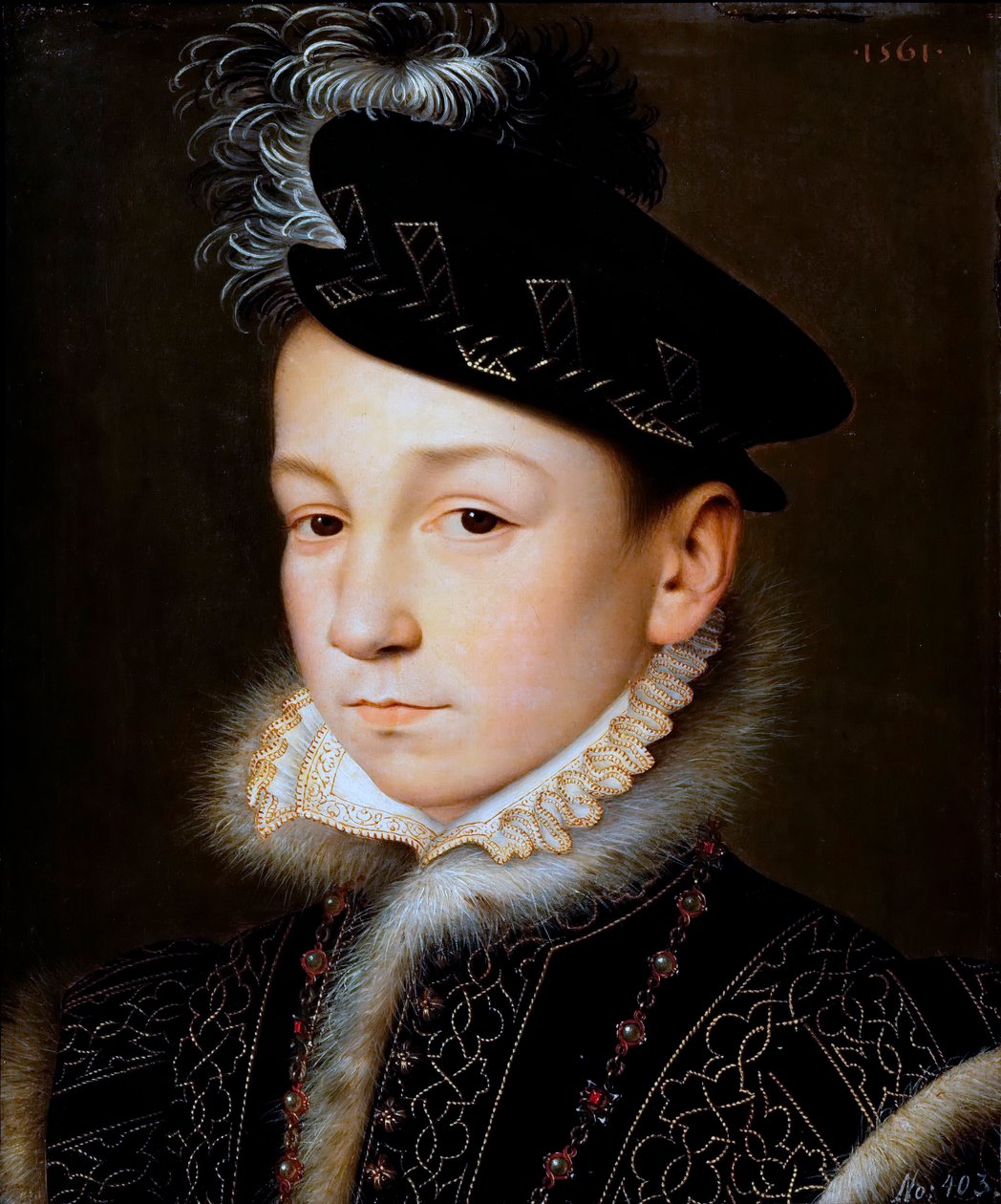Allemand : Roi Charles IX de France (1550-1574), buste Roi Charles IX de France - François Clouet