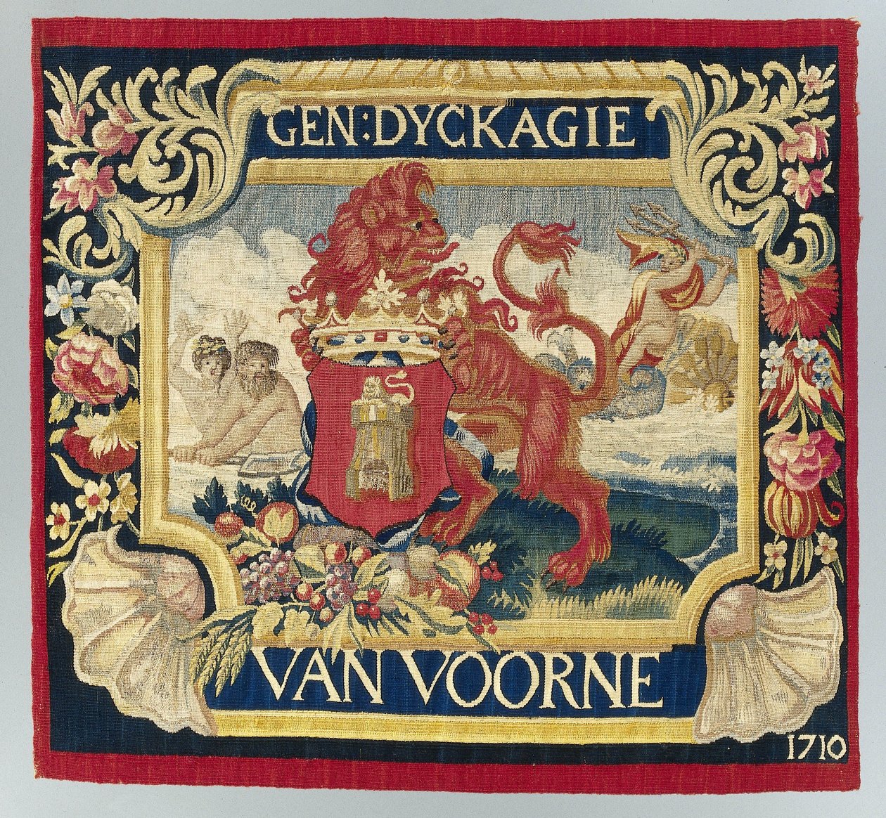 Coussin avec une représentation symbolique et les armoiries de Voorne - François Coppens (attributed to)